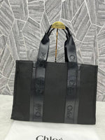 Chloe Woody Canvas Tote Bag Large With Dust Cover