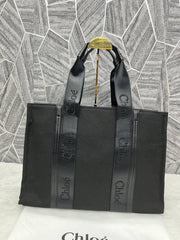 Chloe Woody Canvas Tote Bag Large With Dust Cover