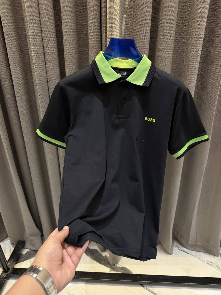 Boss Premium Polo Tshirt Black Green