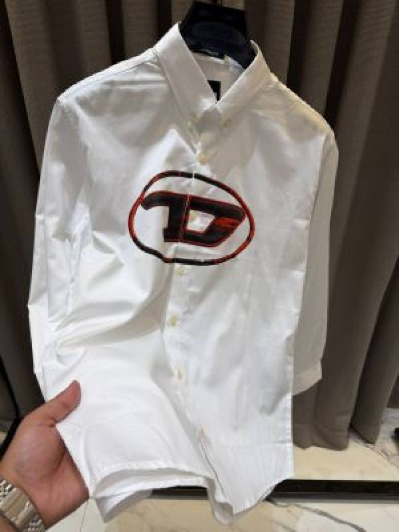 Diesel Middle Brand Logo Full Sleeves Shirt white