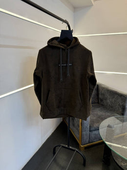 Balmain brown imported washing cloud look knitted fabric hoodie