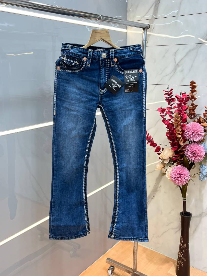 True Religio n Blue Shade Boot cut Premium Imported Stretchable lycra fabric Denim with back flap pocket Design Denim 3882