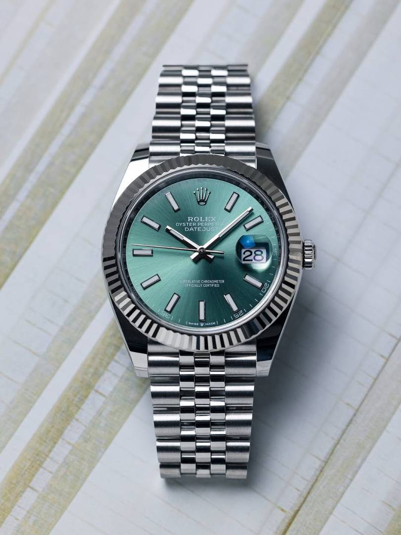 Rolex Oyster Perpetual Date Just Silver Green