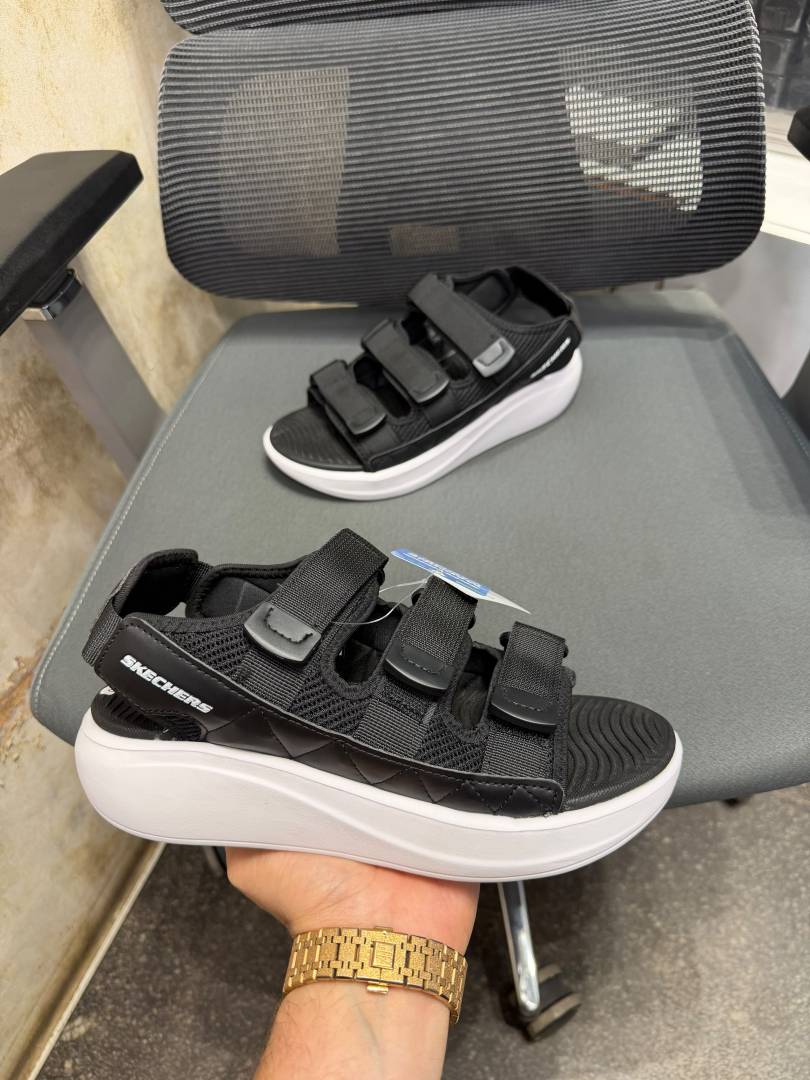 Skechers Go Walk Soft Sandals Black White