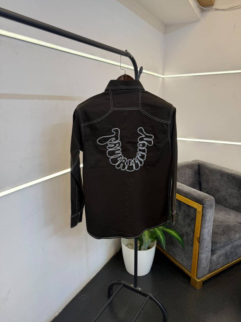 True religion bottle green imported cargo double pocket shirt