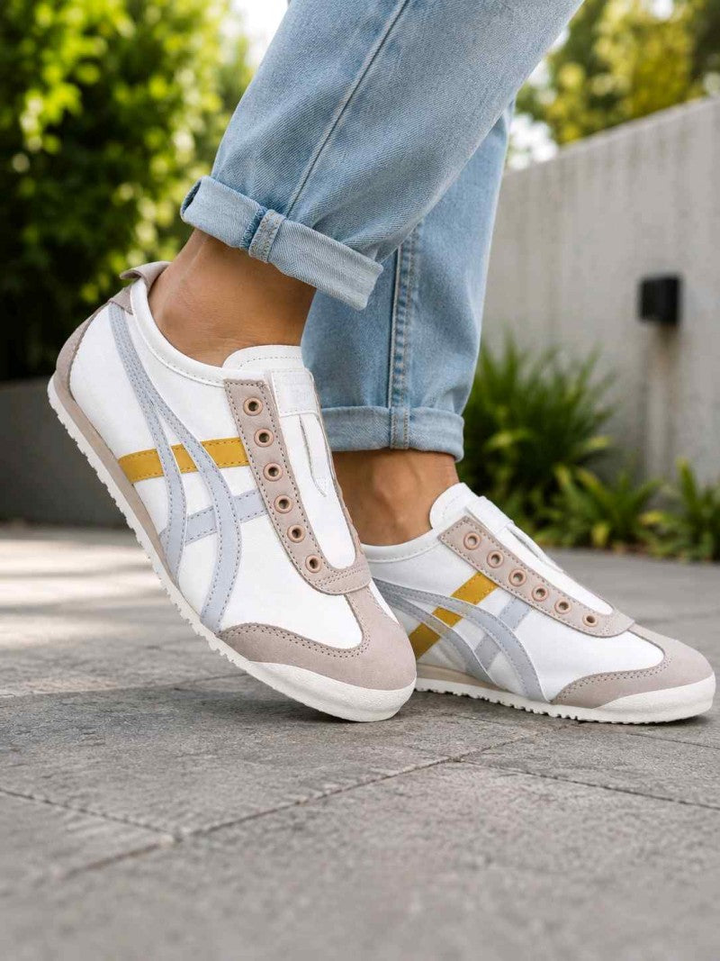 Onitsuukaa tiger MEXICO 66 SLIP-ON SNEAKERS BEIGE GREY YELLOW 100