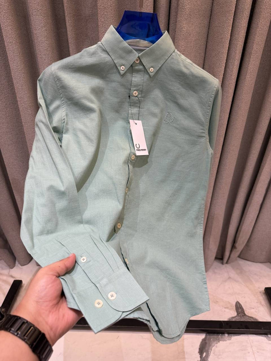 Fred Perry Green Premium Linen Shirt