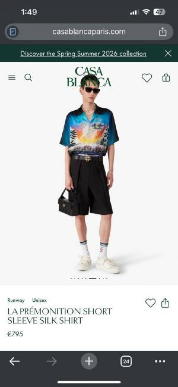 Casablanca Imported Half Sleeves Shirt