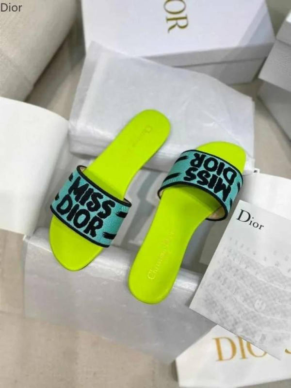 Miss Dioor Premium Quality Dway Slide With OG Box & Carry Bag (Neon - 1061)