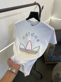 Adidas round neck imported tshirt with multi brand logo and name sale