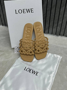 Loewe Beige Petal Anagram Slides For Women With Original Box And Dust Cover
