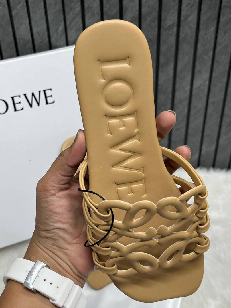 Loewe Beige Petal Anagram Slides For Women With Original Box And Dust Cover