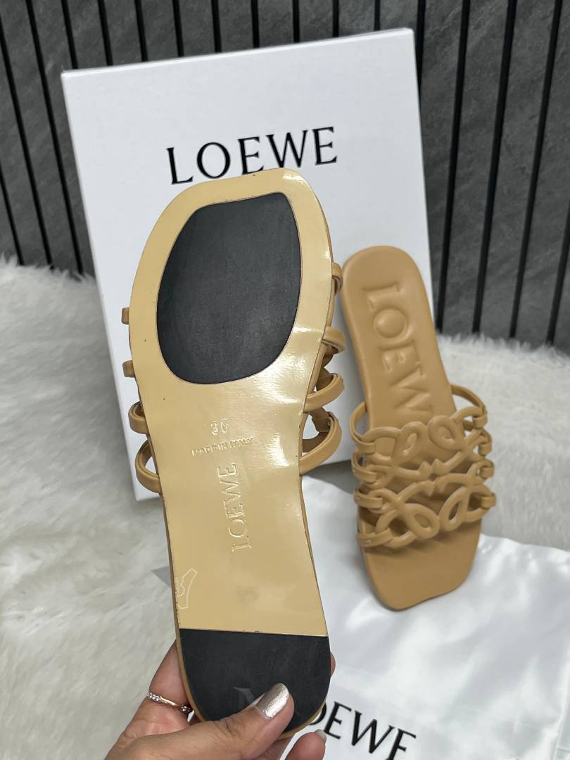 Loewe Beige Petal Anagram Slides For Women With Original Box And Dust Cover