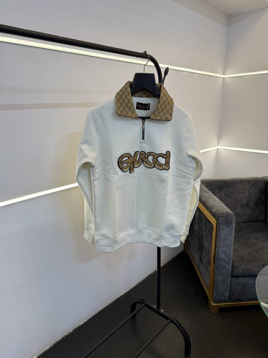 Gucci imported half zip imported sweatshirt cream