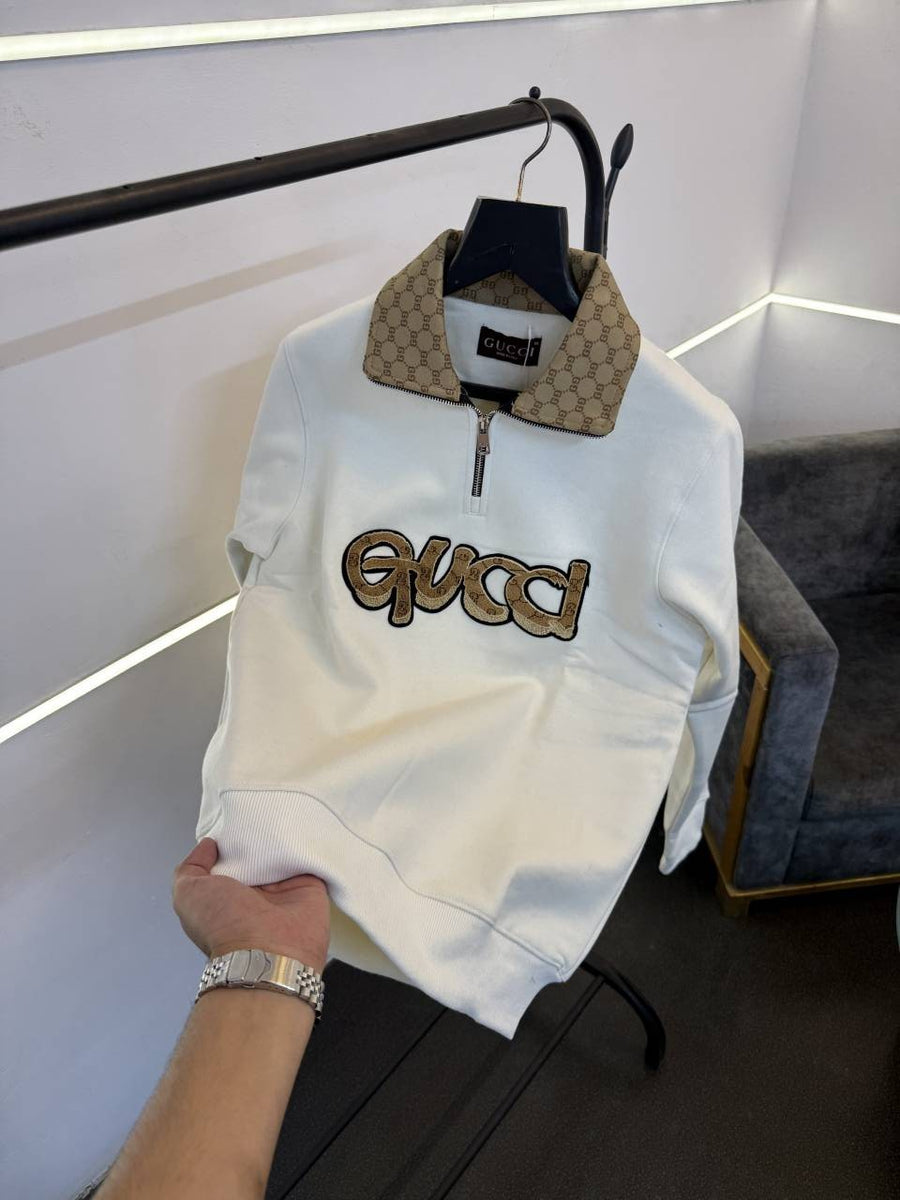 Gucci imported half zip imported sweatshirt cream