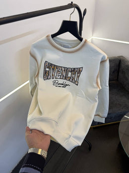 Givenchy imported fleece sweatshirt with spray print and front branding cream