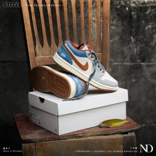 Jordan 1 Low Repaired Denim For mens
