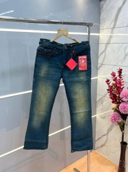 True Religio n Green Shade Boot cut Premium Imported Stretchable lycra fabric Denim with back flap pocket Design 3765
