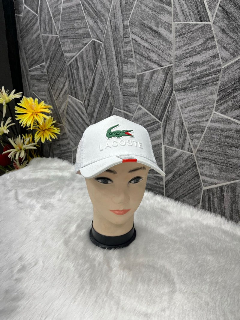 Lacoste_Crocodile_Front_Logo_Net_Premium_Unisex_Cap_With_Safety_Box_(White)