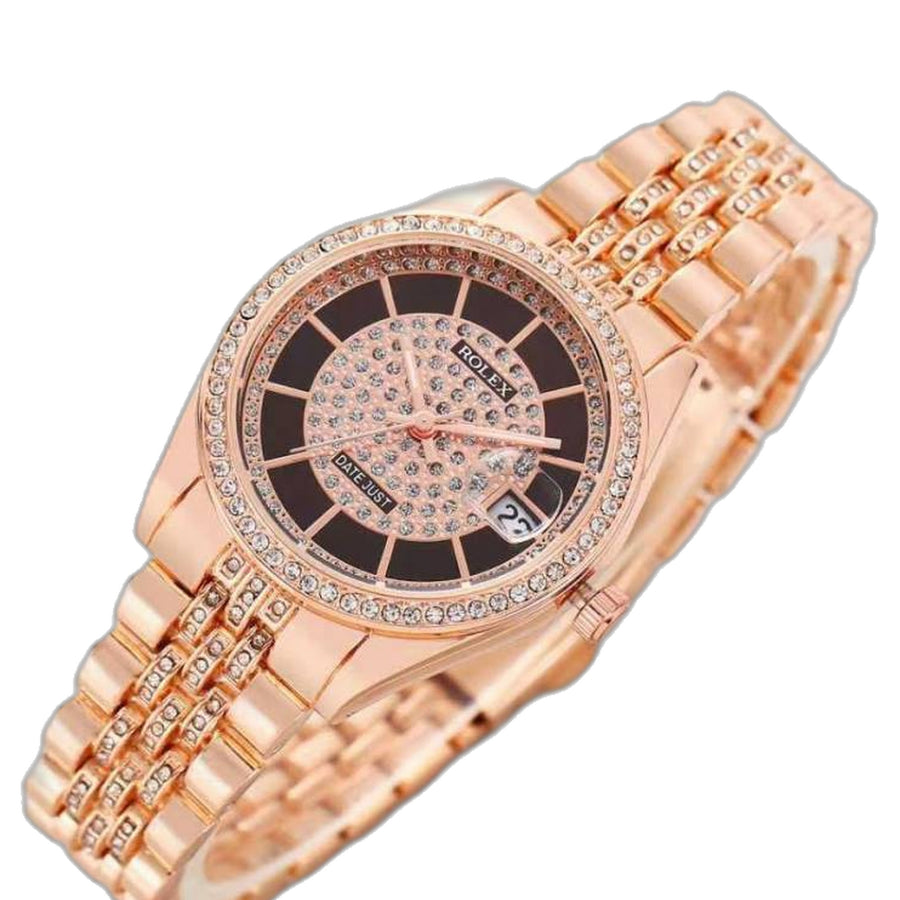 Rolex Ladies Crystal Date Just Quartz Rose-Gold Marhoon