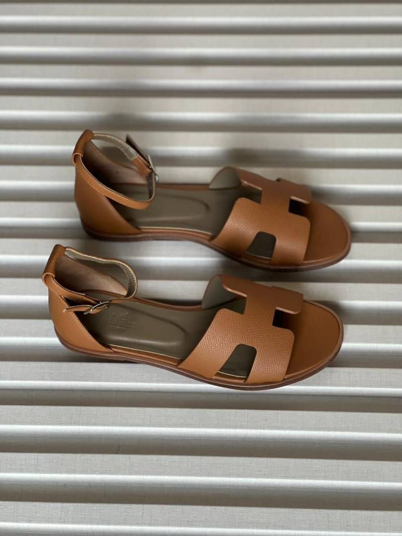 Hermes Santorini Brown Fix Price Sandal For Woman With OriginalBox