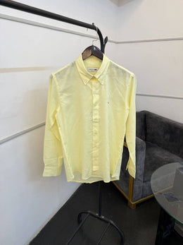 Lacoste yellow pure linen fabric imported shirt
