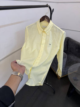 Lacoste yellow pure linen fabric imported shirt