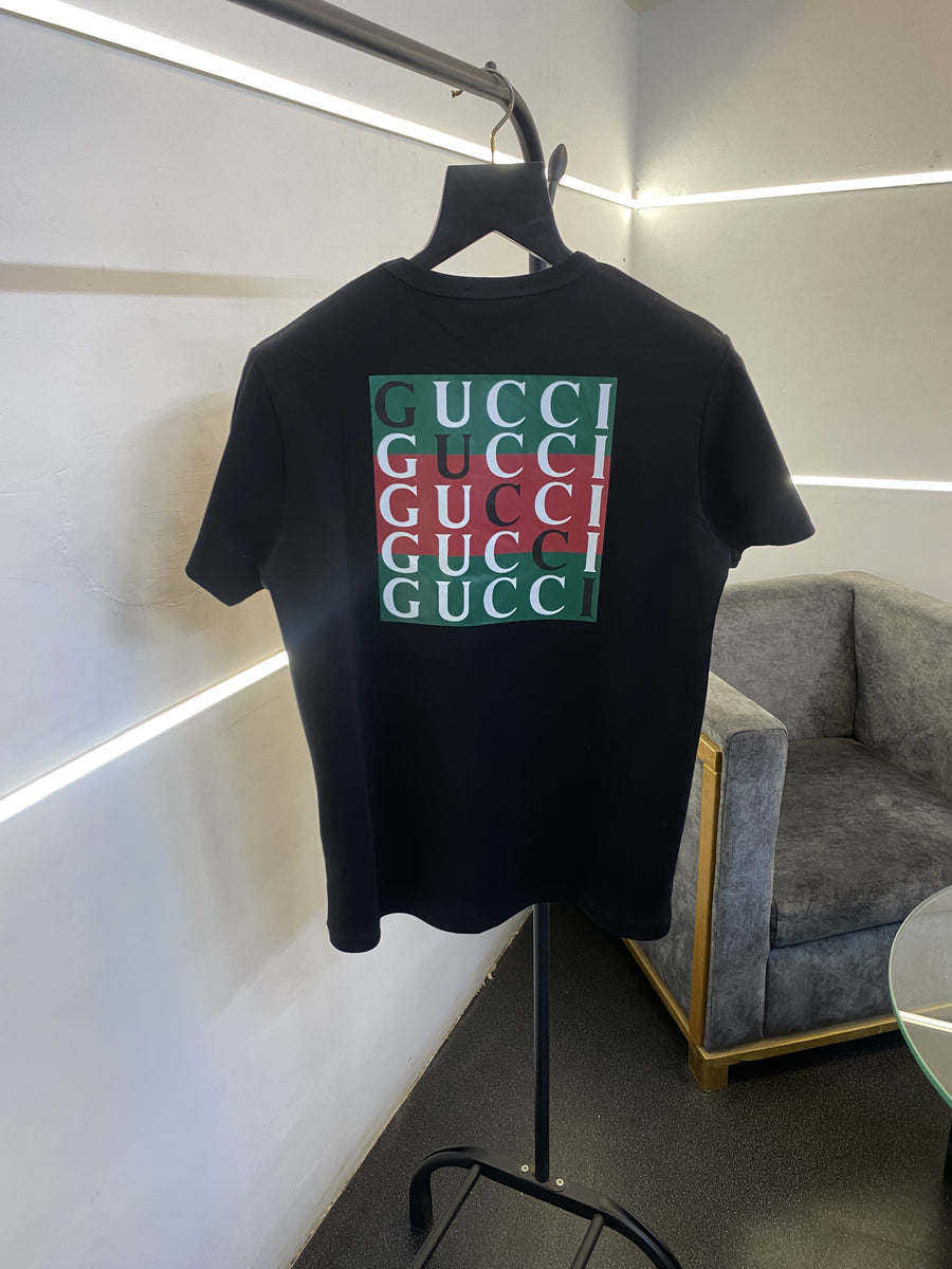 Gucci Round neck front and back print imported tshirt black sale