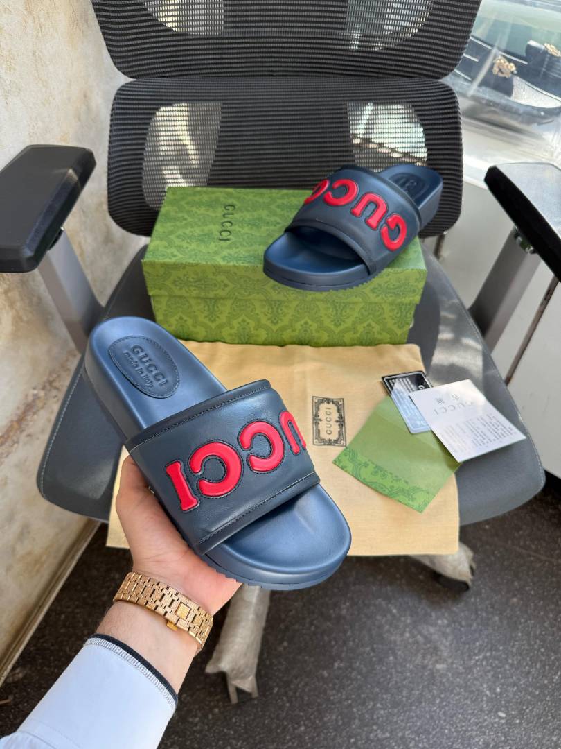 Gucci Platform Navy Premium Slides