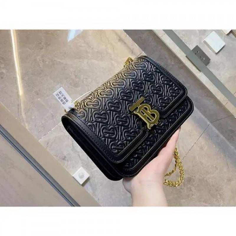 Burbberry TB Monogram Shoulder Bag With OG Box & Dust Bag (Black - 346)
