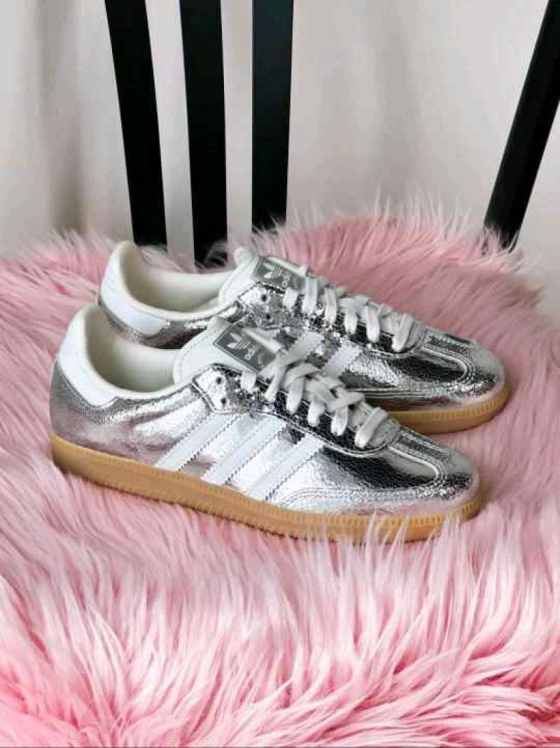 Adidas Samba OG Silver Metallic Cracked Leather