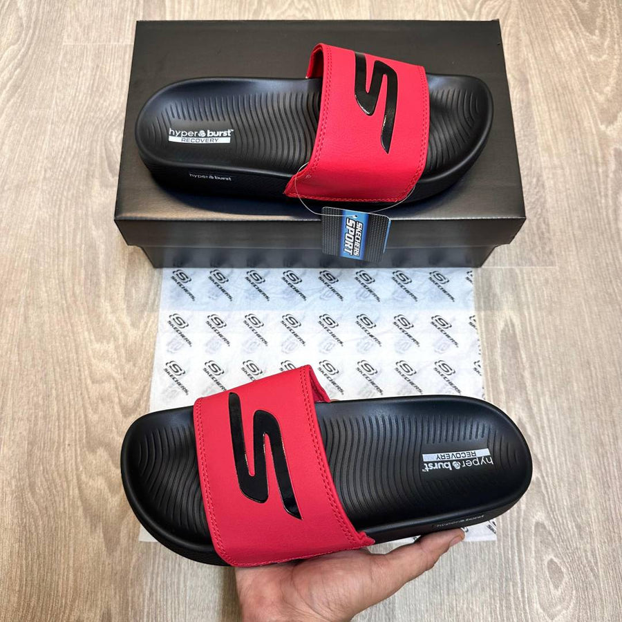 Skechers Hyper Burst Soft Premium Red Black Flip Flop