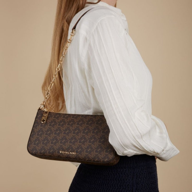 Michael Kors_MK Empire Signature Shoulder Bag With Dust Bag (Brown - 765)