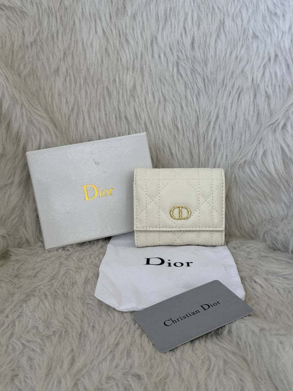 Dior_White_Caro_Hibiscus_Trifold_Wallet_With_OriginalBox_DustCover_CardTags