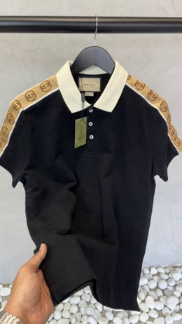 Gucci Signature GG Trim Polo T-Shirt Black 1030