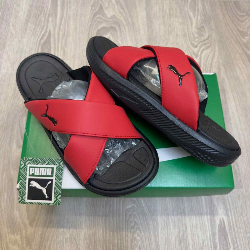 Puma Softride Seave Cross Strap Red Slides