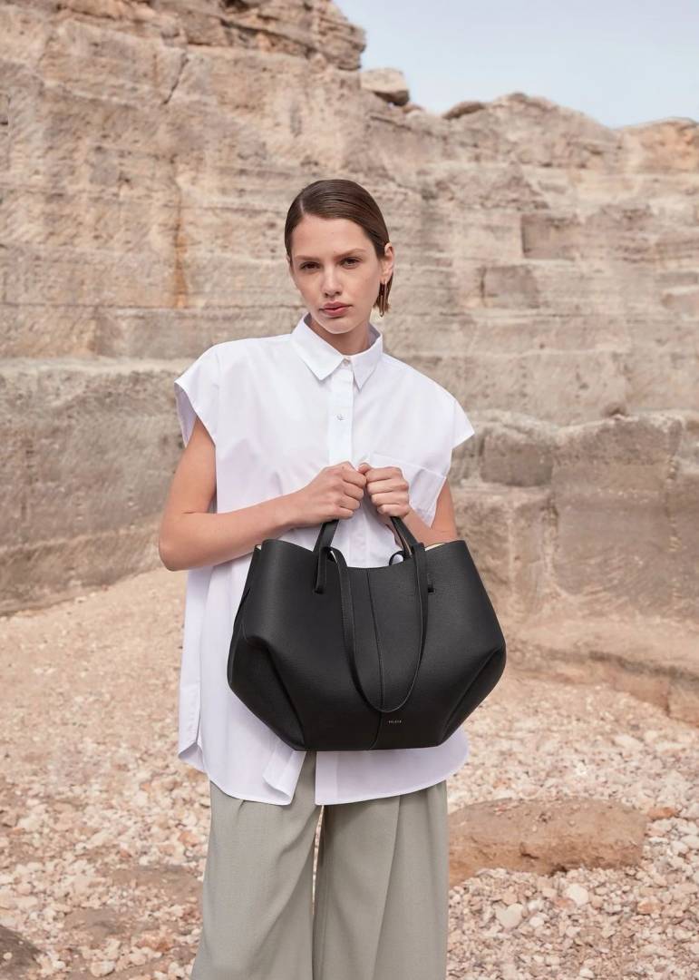 Polenne Cyme Black Tote Large Size Premium With Dust Cover Packaging