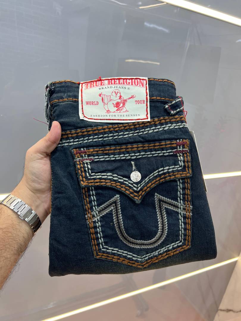 True Religio n Green Shade Premium Imported Stretchable Lycra Fabric Boot Cut Denim with Back Flap pocket Design 3241