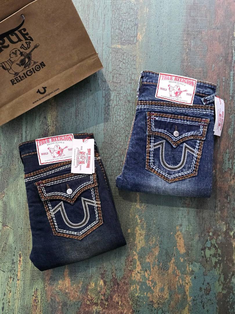 True Religio n Green Shade Premium Imported Stretchable Lycra Fabric Boot Cut Denim with Back Flap pocket Design 3241