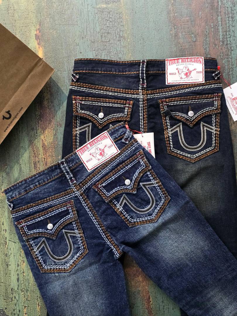 True Religio n Green Shade Premium Imported Stretchable Lycra Fabric Boot Cut Denim with Back Flap pocket Design 3241
