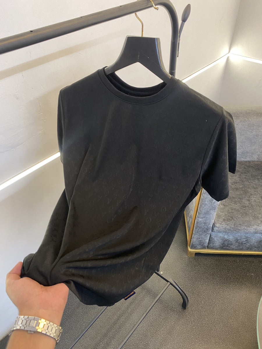 Louis Vuitton laser cut monogram round neck tshirt black sale