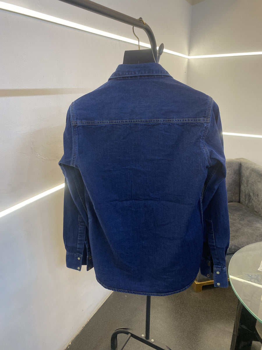 03 True religion snap button denim shirt dark blue sale
