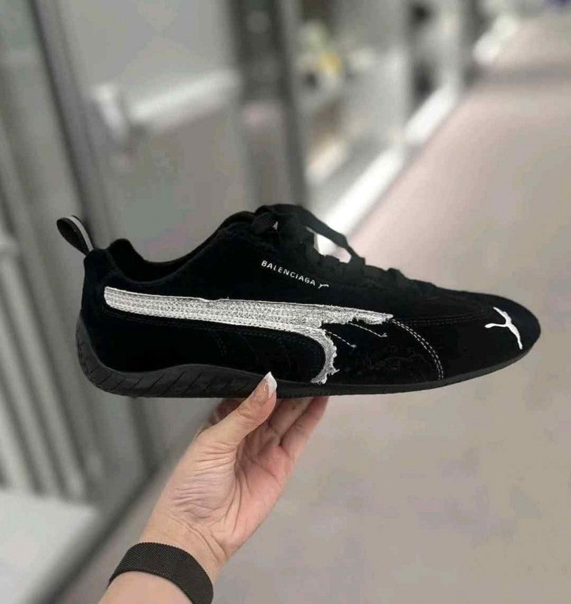 Pummaa. x Balenciaga Speedcat Suede Distressed BLACK