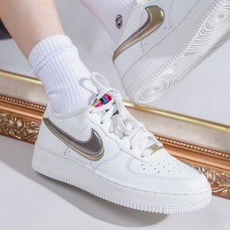 ..Nikkee airforce 1 low double swoosh silver gold 221