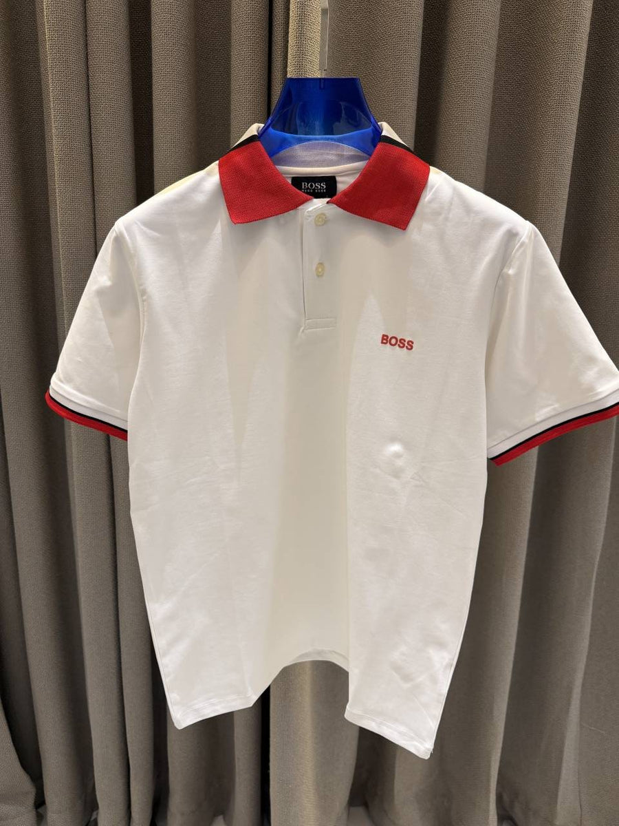 Boss Premium Polo Tshirt White Red