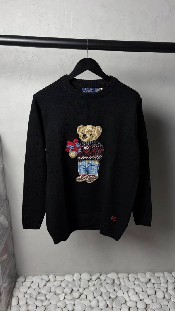 Ralph Lauren Polo Bear Heavy Knit Sweater Black 1082