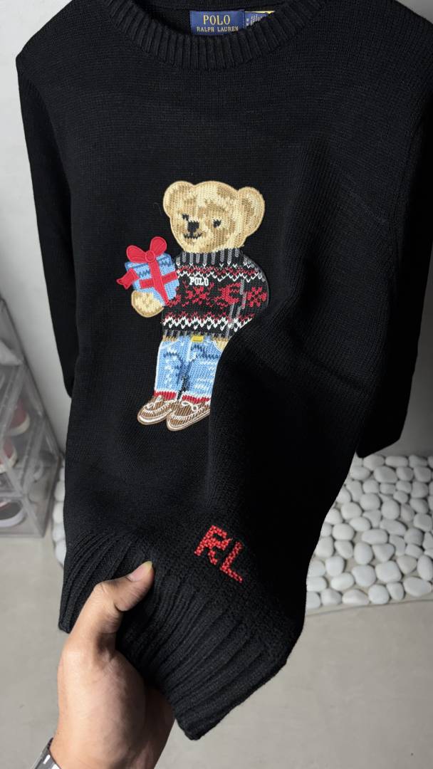 Ralph Lauren Polo Bear Heavy Knit Sweater Black 1082