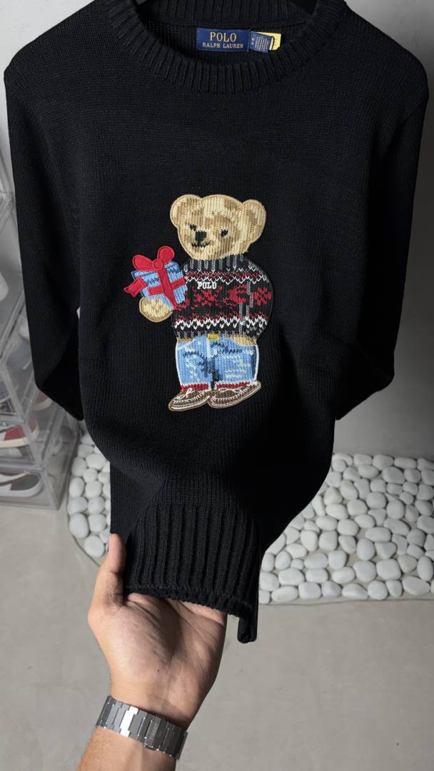 Ralph Lauren Polo Bear Heavy Knit Sweater Black 1082