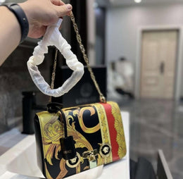 Versace Jeans Couture Crystal Medusa Shoulder Bag With OG Box & Dust Bag (Red Flower - 977)