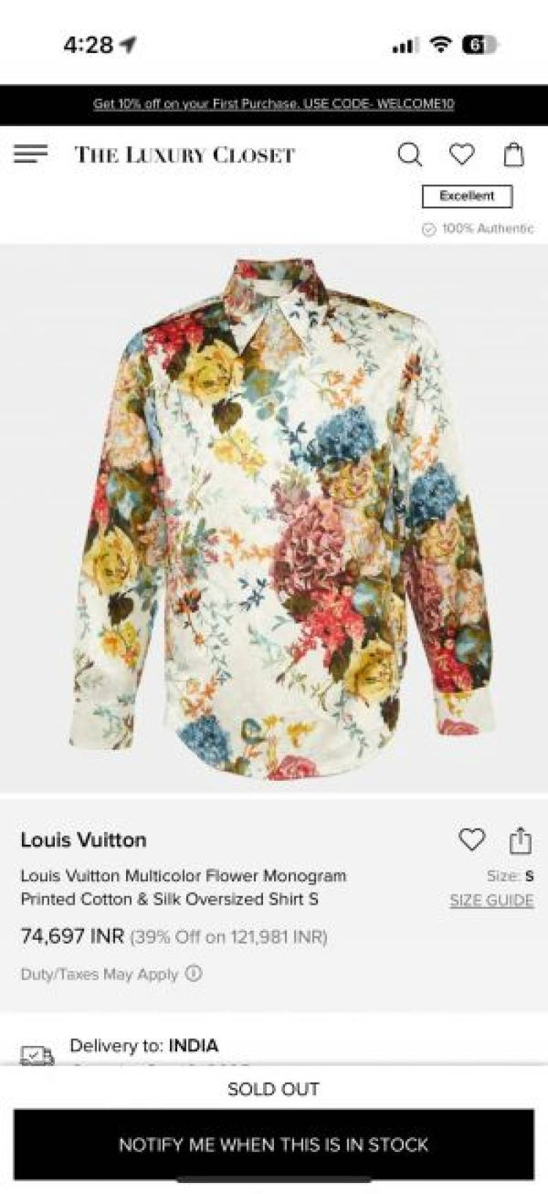 Lv floral full sleeves shirt white
